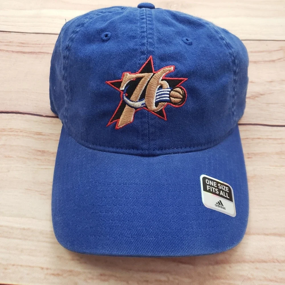 Philadelphia 76ers Hat Cap Strap Back One Size Blue‎ NBA Basketball Adidas Mens